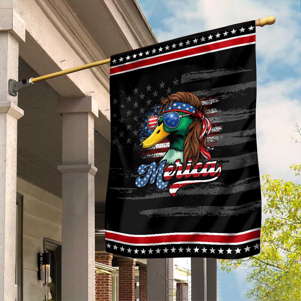Funny Duck Merica Garden Flag 4th Of July American Flag Patriotic Hunting