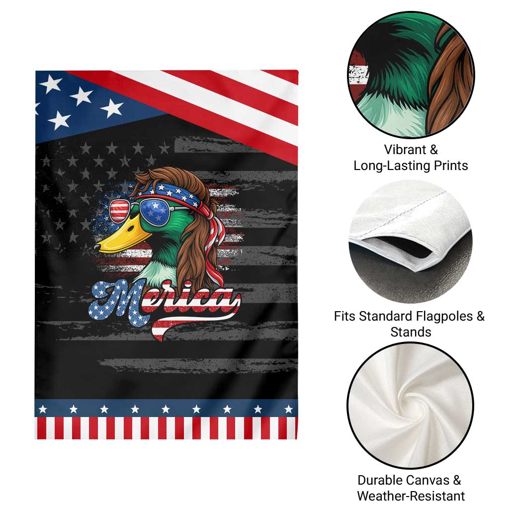 Funny Duck Merica Garden Flag 4th Of July American Flag Patriotic Hunting