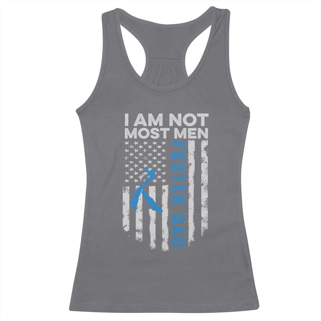 Funny Foster Parent Foster Dad Racerback Tank Top I Am Not Most Men American Flag
