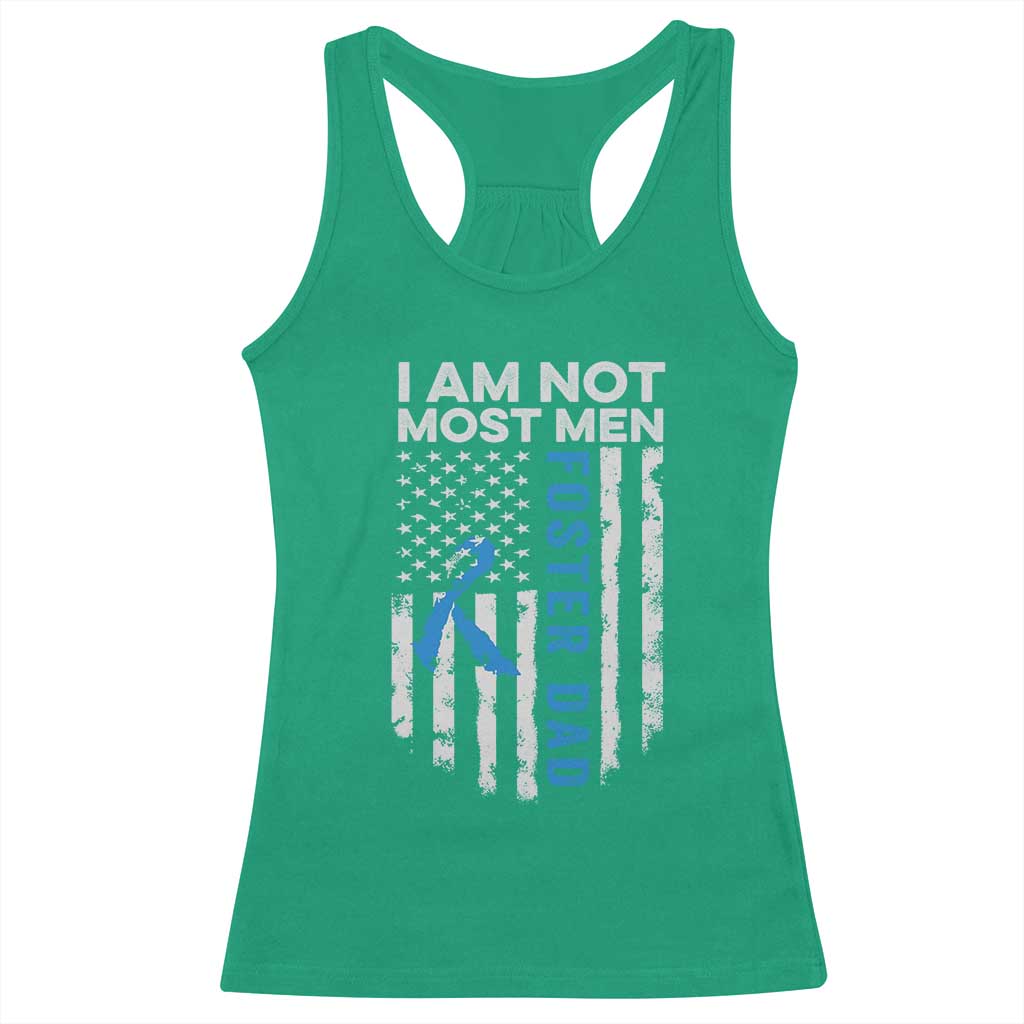 Funny Foster Parent Foster Dad Racerback Tank Top I Am Not Most Men American Flag