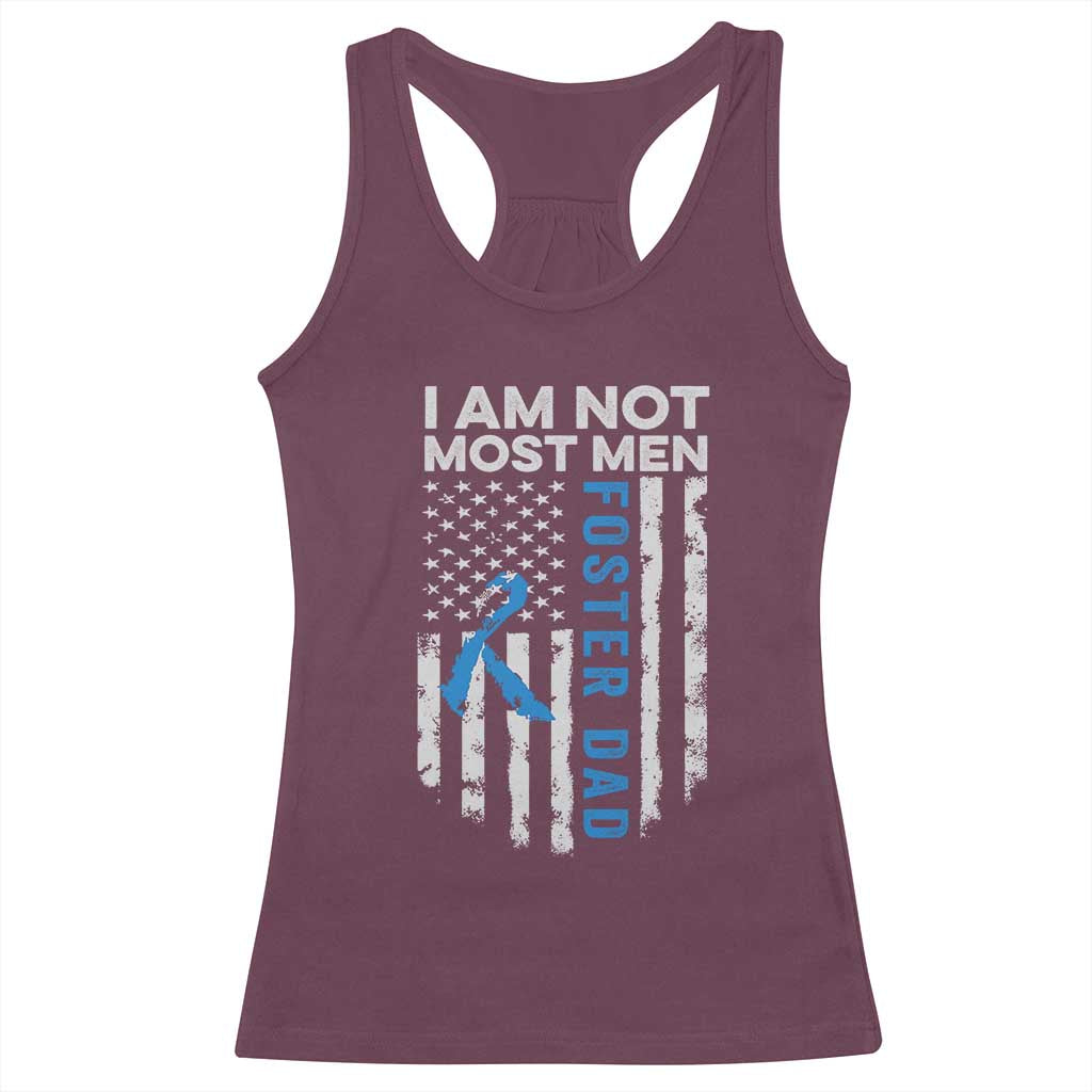 Funny Foster Parent Foster Dad Racerback Tank Top I Am Not Most Men American Flag