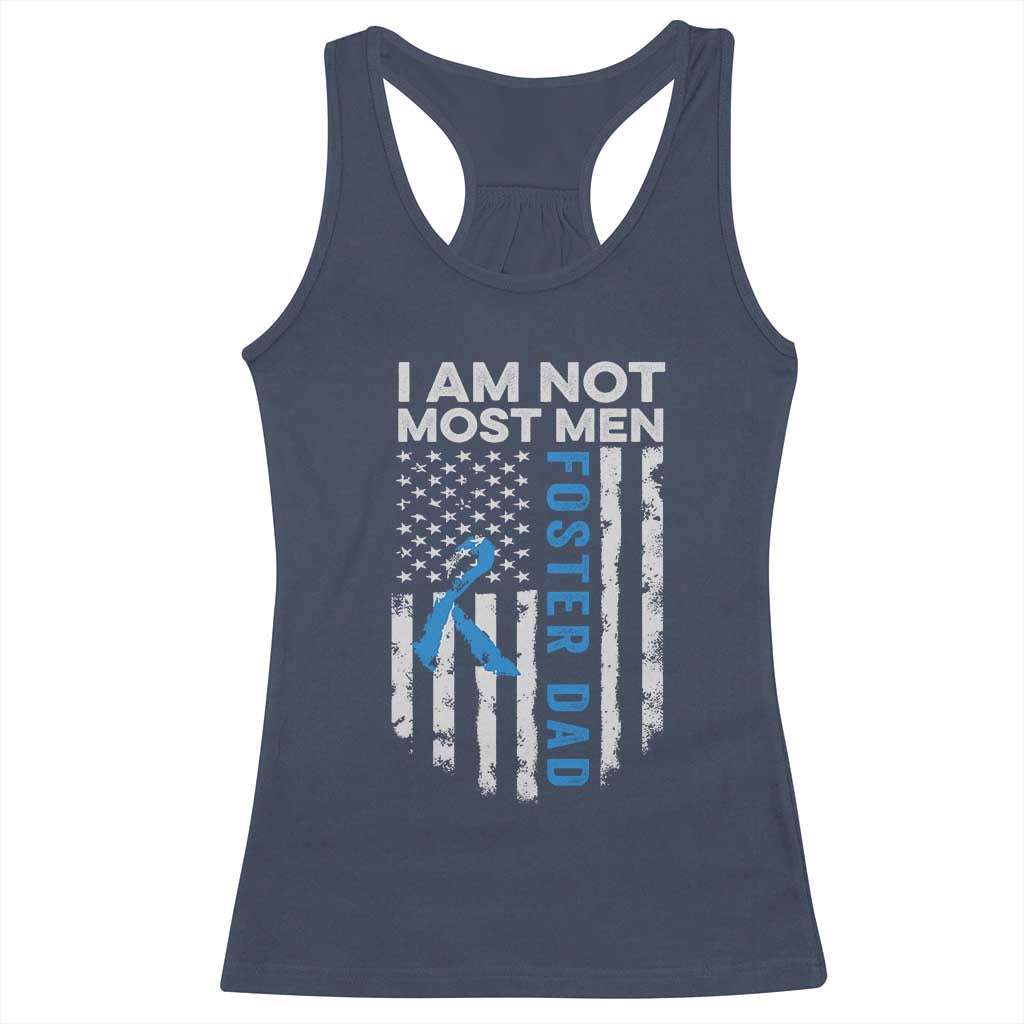 Funny Foster Parent Foster Dad Racerback Tank Top I Am Not Most Men American Flag