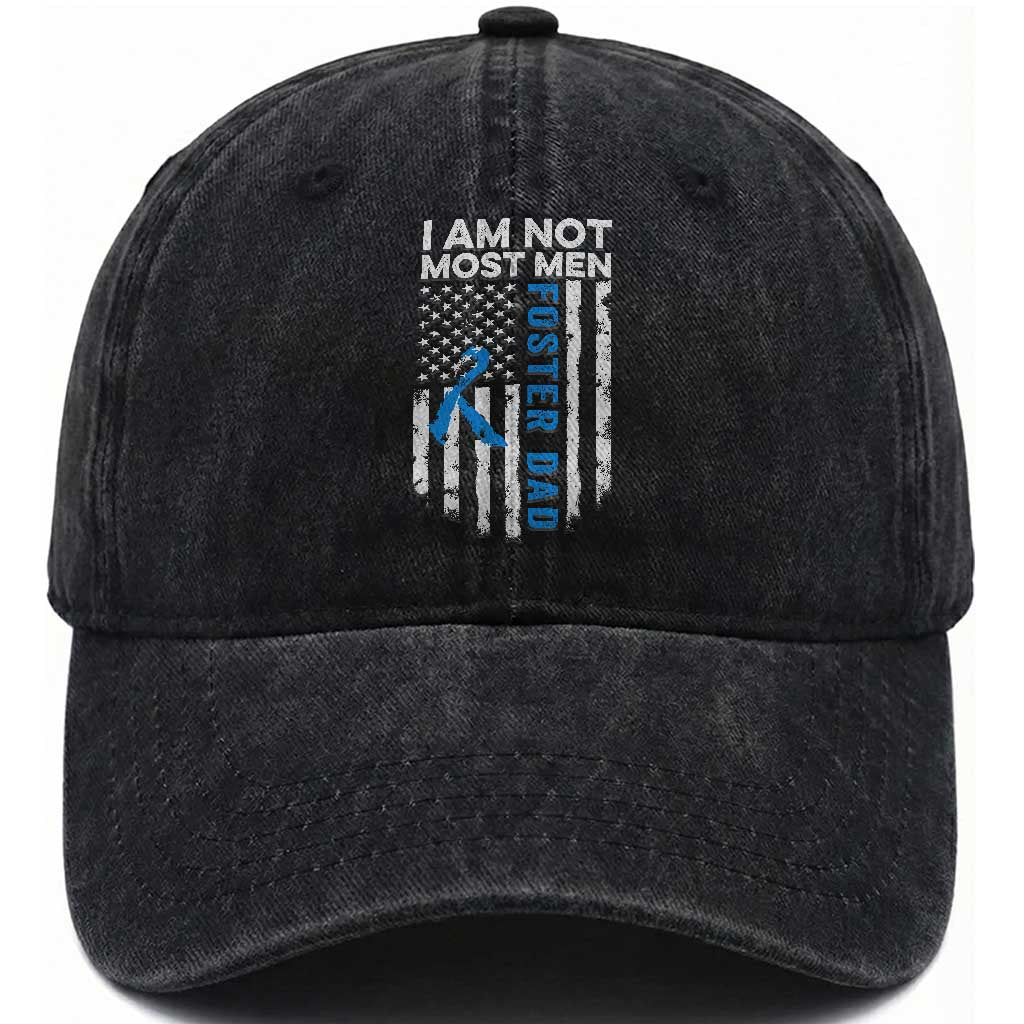 Funny Foster Parent Foster Dad Washed Cotton Baseball Cap I Am Not Most Men American Flag