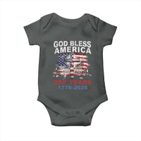 God Bless America 250 Years 1776 2026 Baby Onesie Christian Cross Eagle American Flag