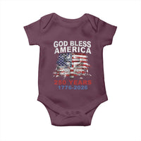 God Bless America 250 Years 1776 2026 Baby Onesie Christian Cross Eagle American Flag