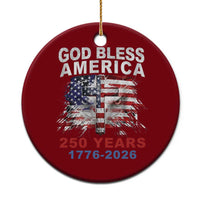God Bless America 250 Years 1776 2026 Ceramic Ornament Christian Cross Eagle American Flag