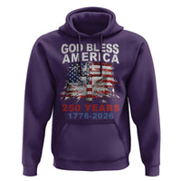 God Bless America 250 Years 1776 2026 Hoodie Christian Cross Eagle American Flag
