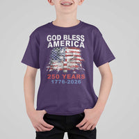 God Bless America 250 Years 1776 2026 T Shirt For Kid Christian Cross Eagle American Flag