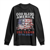 God Bless America 250 Years 1776 2026 Long Sleeve Shirt Christian Cross Eagle American Flag