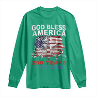 God Bless America 250 Years 1776 2026 Long Sleeve Shirt Christian Cross Eagle American Flag