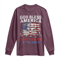 God Bless America 250 Years 1776 2026 Long Sleeve Shirt Christian Cross Eagle American Flag