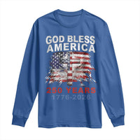 God Bless America 250 Years 1776 2026 Long Sleeve Shirt Christian Cross Eagle American Flag