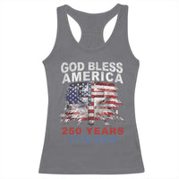 God Bless America 250 Years 1776 2026 Racerback Tank Top Christian Cross Eagle American Flag