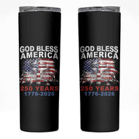 God Bless America 250 Years 1776 2026 Skinny Tumbler Christian Cross Eagle American Flag