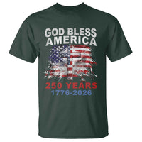 God Bless America 250 Years 1776 2026 T Shirt Christian Cross Eagle American Flag