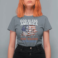 God Bless America 250 Years 1776 2026 T Shirt For Women Christian Cross Eagle American Flag