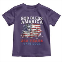 God Bless America 250 Years 1776 2026 Toddler T Shirt Christian Cross Eagle American Flag