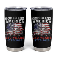 God Bless America 250 Years 1776 2026 Tumbler Cup Christian Cross Eagle American Flag