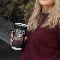 God Bless America 250 Years 1776 2026 Tumbler Cup Christian Cross Eagle American Flag