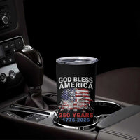 God Bless America 250 Years 1776 2026 Tumbler Cup Christian Cross Eagle American Flag