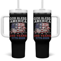 God Bless America 250 Years 1776 2026 Tumbler With Handle Christian Cross Eagle American Flag