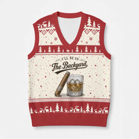 I Will Be In The Backyard Funny Bourbon Cigar Lover V-Neck Knit Sweater Vest