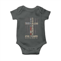 God Bless America 250 Years 1776 2026 Baby Onesie Christian Cross American Flag