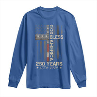 God Bless America 250 Years 1776 2026 Long Sleeve Shirt Christian Cross American Flag