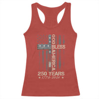 God Bless America 250 Years 1776 2026 Racerback Tank Top Christian Cross American Flag