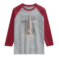God Bless America 250 Years 1776 2026 Raglan Shirt Christian Cross American Flag