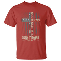 God Bless America 250 Years 1776 2026 T Shirt Christian Cross American Flag