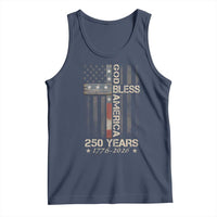 God Bless America 250 Years 1776 2026 Tank Top Christian Cross American Flag