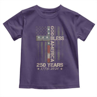 God Bless America 250 Years 1776 2026 Toddler T Shirt Christian Cross American Flag