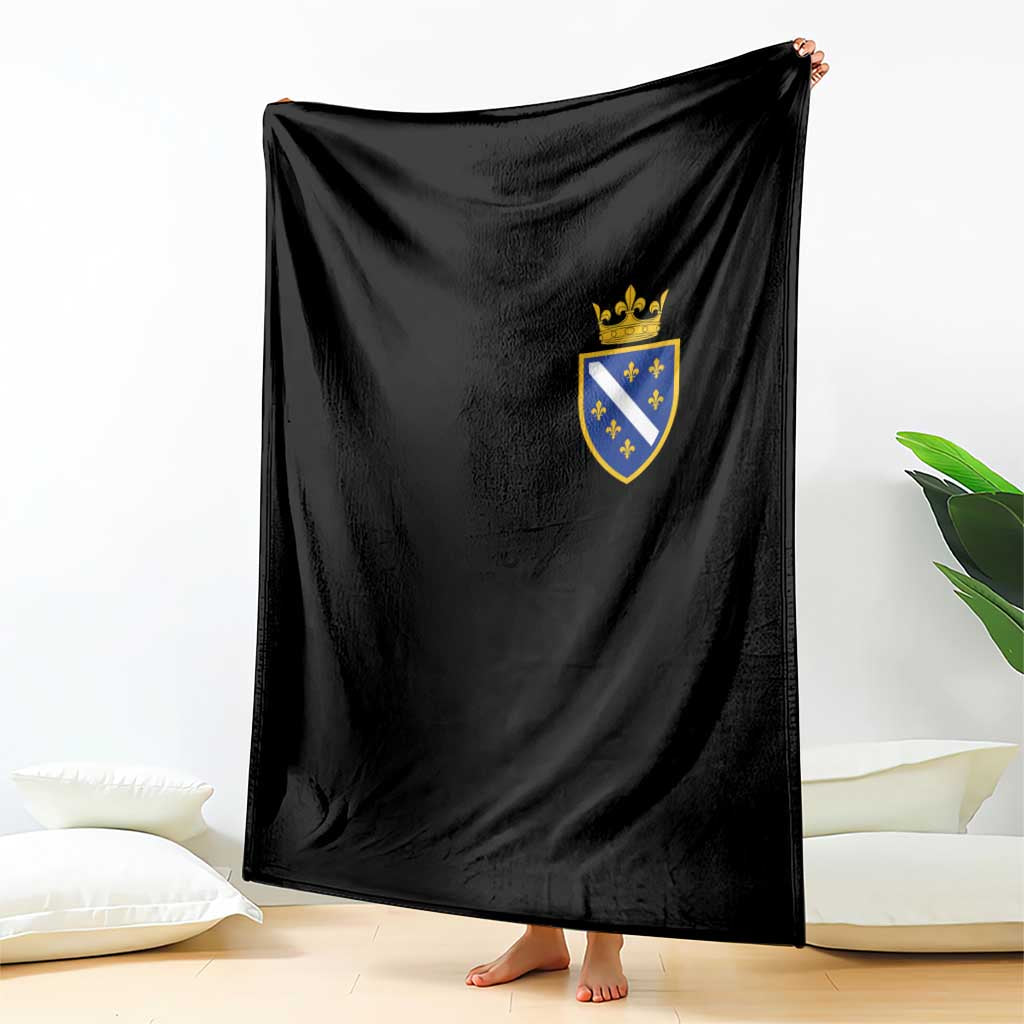 Bosnia and Herzegovina Flag Emblem with Crown Throw Blanket