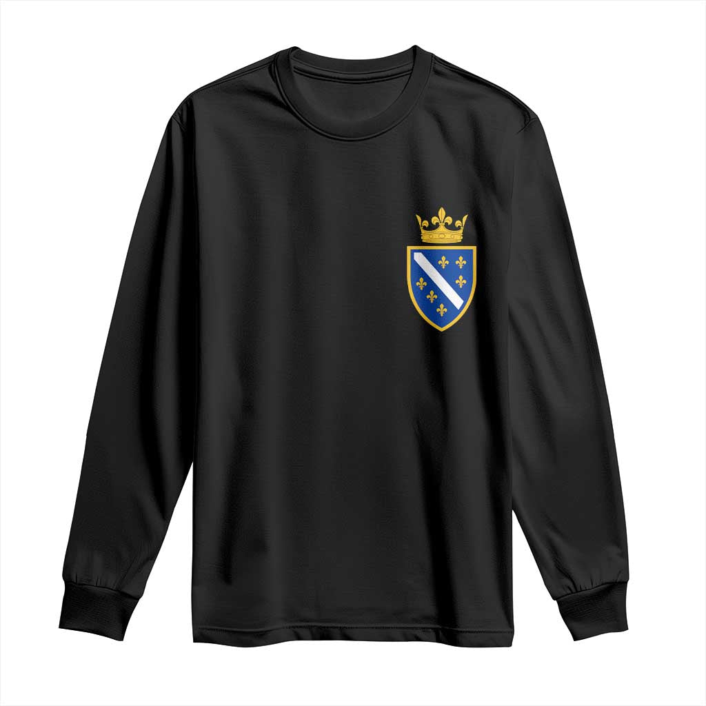 Bosnia and Herzegovina Flag Emblem with Crown Long Sleeve Shirt