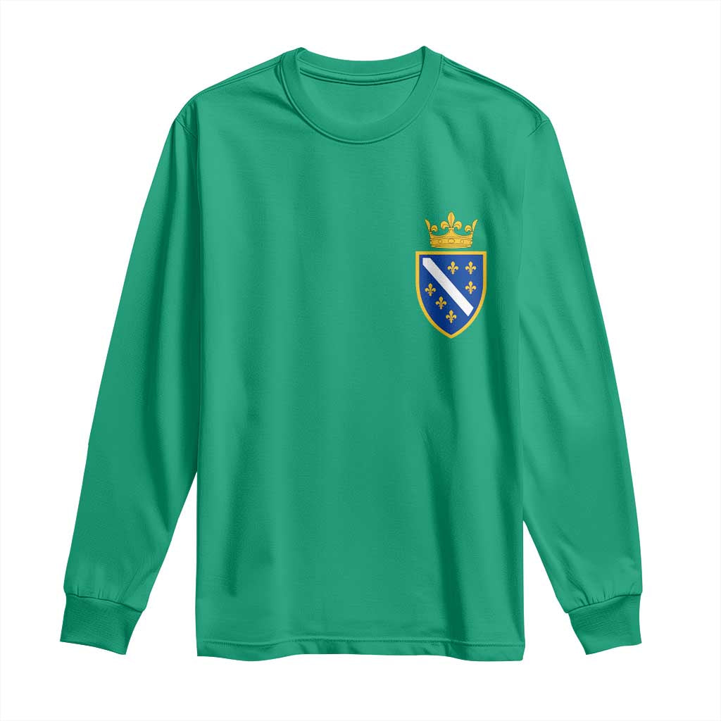 Bosnia and Herzegovina Flag Emblem with Crown Long Sleeve Shirt
