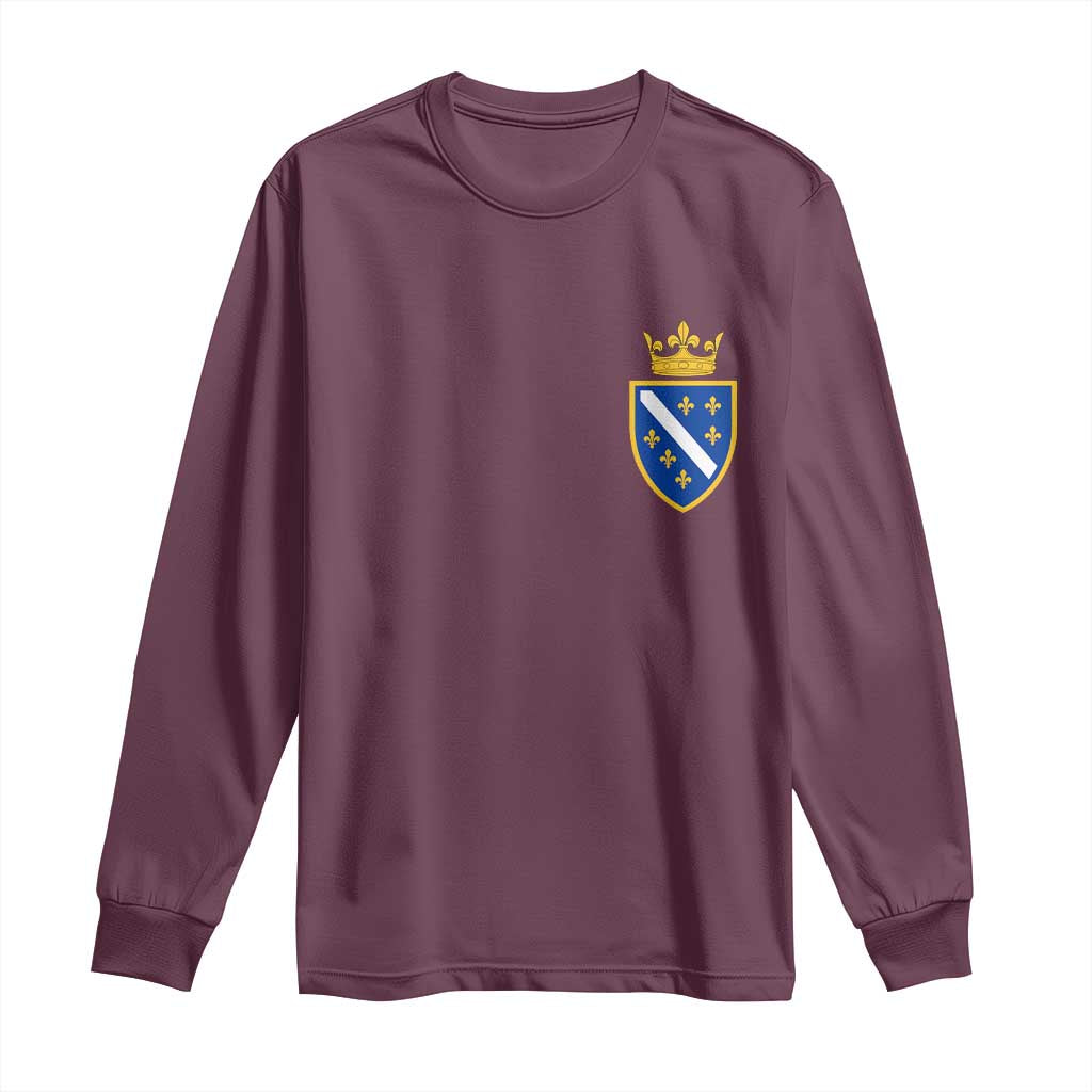 Bosnia and Herzegovina Flag Emblem with Crown Long Sleeve Shirt