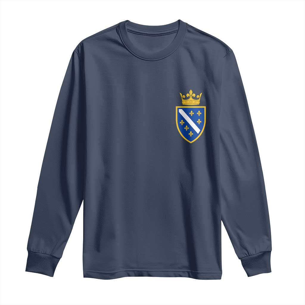 Bosnia and Herzegovina Flag Emblem with Crown Long Sleeve Shirt