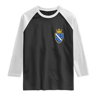 Bosnia and Herzegovina Flag Emblem with Crown Raglan Shirt