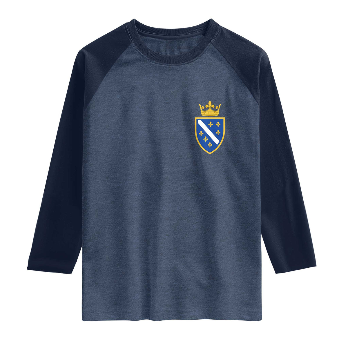 Bosnia and Herzegovina Flag Emblem with Crown Raglan Shirt