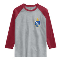 Bosnia and Herzegovina Flag Emblem with Crown Raglan Shirt