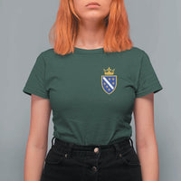 Bosnia and Herzegovina Flag Emblem with Crown T Shirt For Women