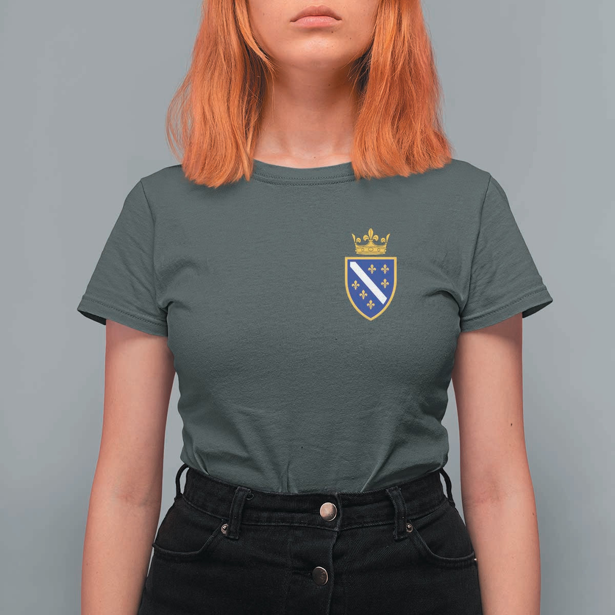 Bosnia and Herzegovina Flag Emblem with Crown T Shirt For Women