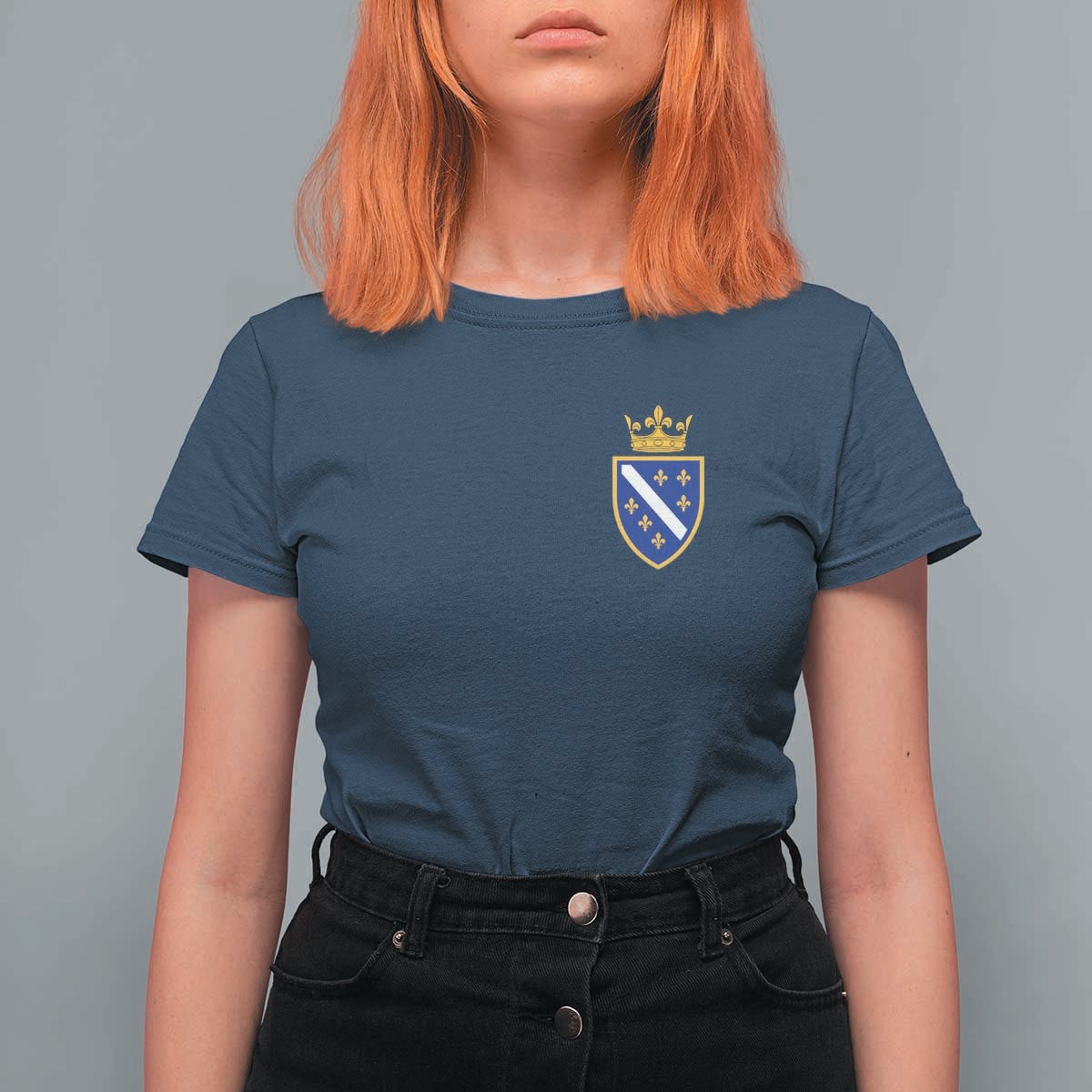 Bosnia and Herzegovina Flag Emblem with Crown T Shirt For Women
