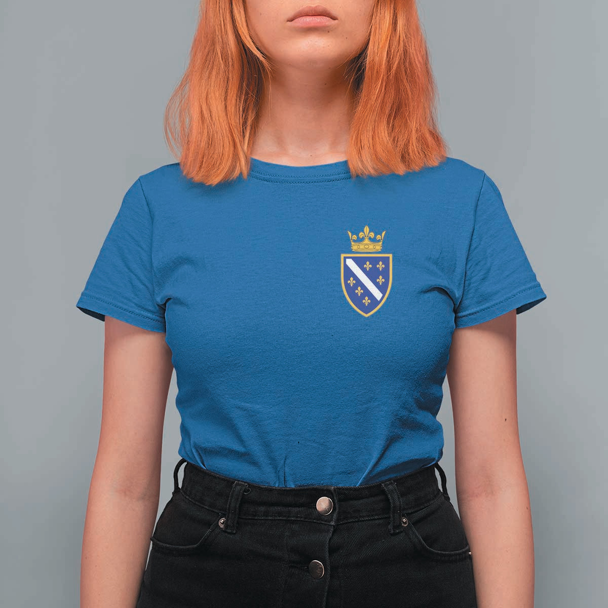 Bosnia and Herzegovina Flag Emblem with Crown T Shirt For Women