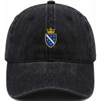 Bosnia and Herzegovina Flag Emblem with Crown Washed Cotton Baseball Cap