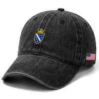 Bosnia and Herzegovina Flag Emblem with Crown Washed Cotton Baseball Cap