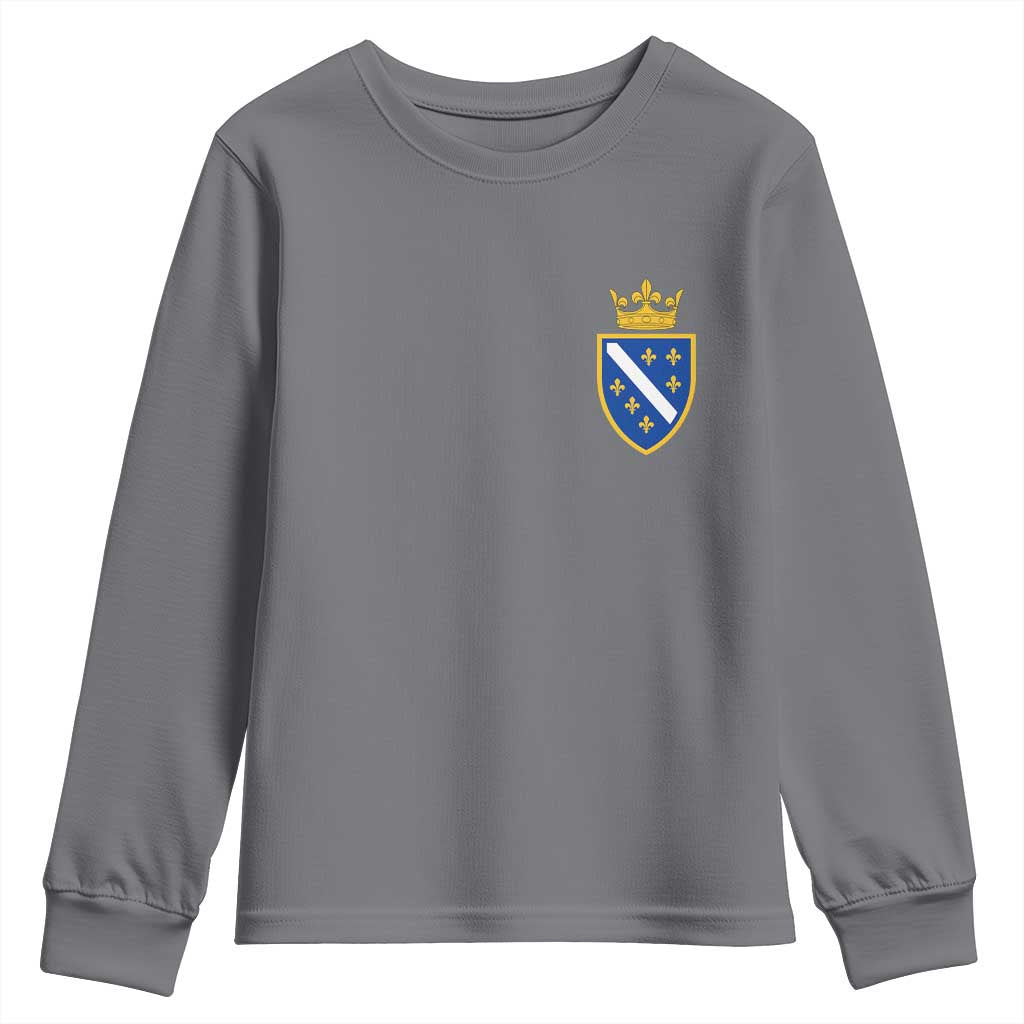 Bosnia and Herzegovina Flag Emblem with Crown Youth Sweatshirt