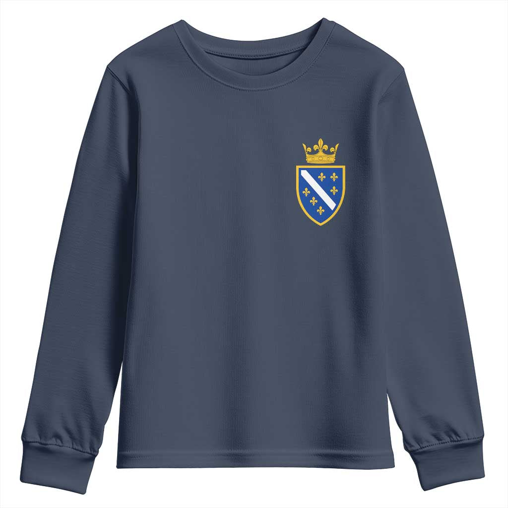 Bosnia and Herzegovina Flag Emblem with Crown Youth Sweatshirt