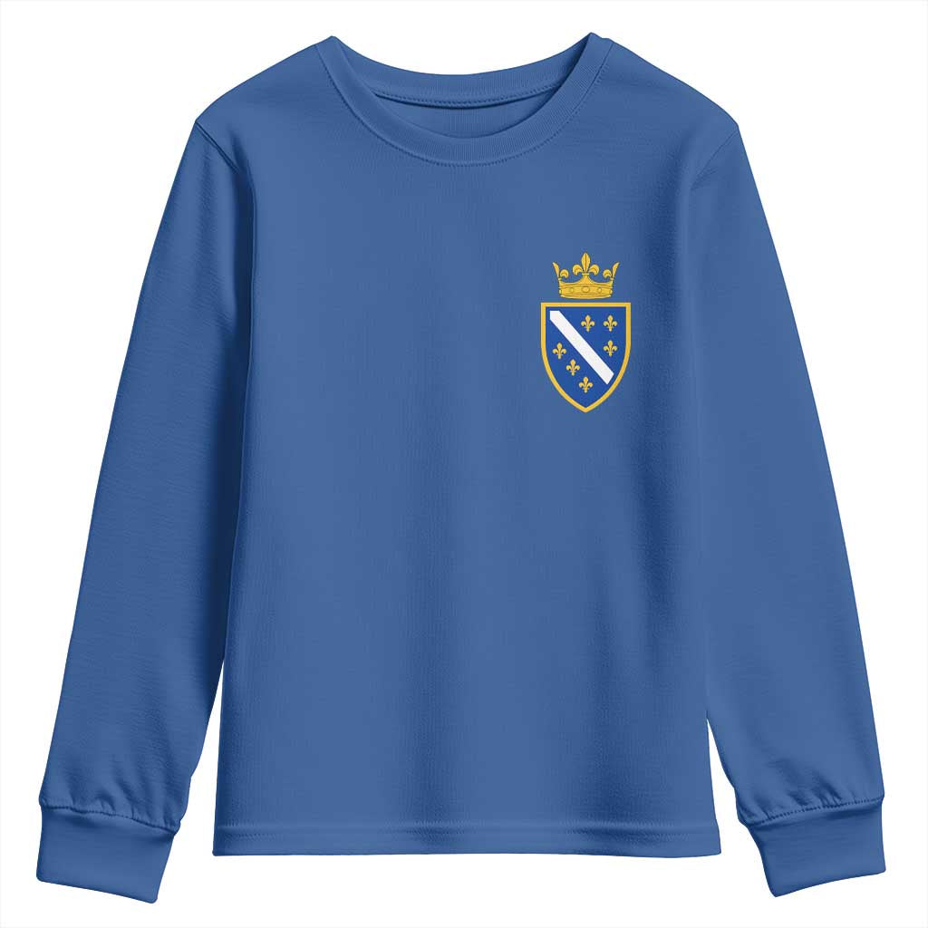 Bosnia and Herzegovina Flag Emblem with Crown Youth Sweatshirt